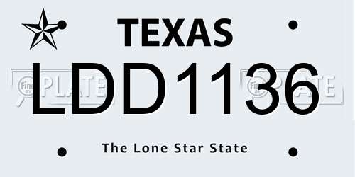 LDD1136 Texas License Plate