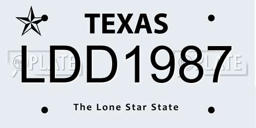 LDD1987 Texas License Plate