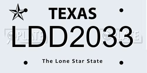 LDD2033 Texas License Plate