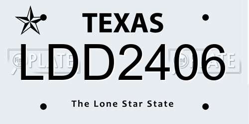 LDD2406 Texas License Plate