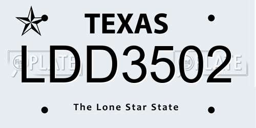 LDD3502 Texas License Plate