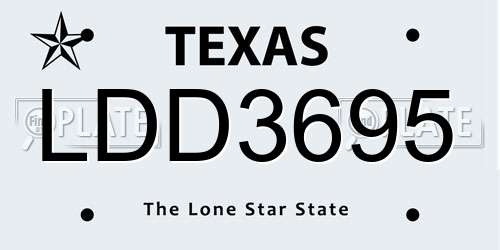 LDD3695 Texas License Plate