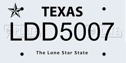 LDD5007 Texas License Plate