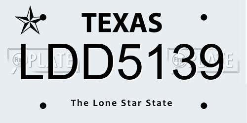 LDD5139 Texas License Plate