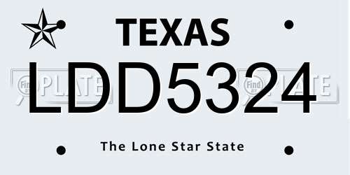 LDD5324 Texas License Plate