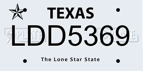 LDD5369 Texas License Plate