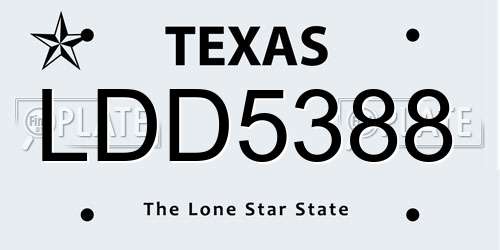 LDD5388 Texas License Plate