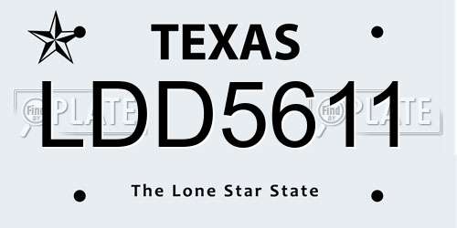 LDD5611 Texas License Plate