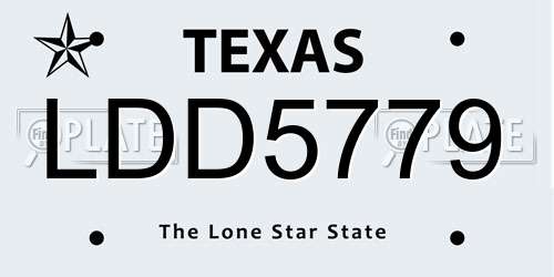 LDD5779 Texas License Plate