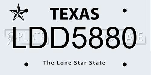 LDD5880 Texas License Plate