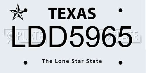 LDD5965 Texas License Plate