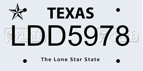 LDD5978 Texas License Plate