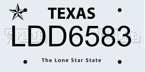 LDD6583 Texas License Plate