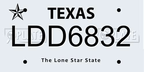 LDD6832 Texas License Plate