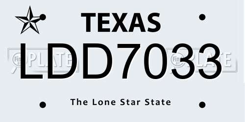 LDD7033 Texas License Plate