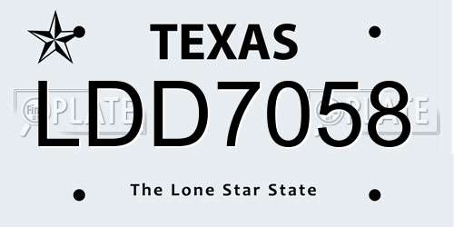 LDD7058 Texas License Plate