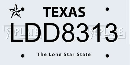 LDD8313 Texas License Plate