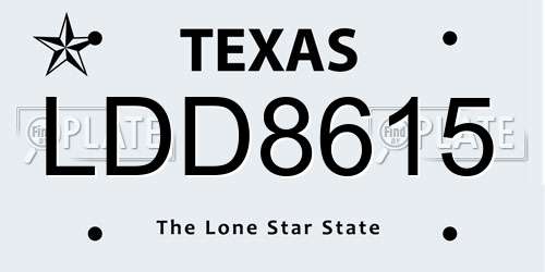 LDD8615 Texas License Plate