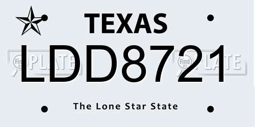 LDD8721 Texas License Plate