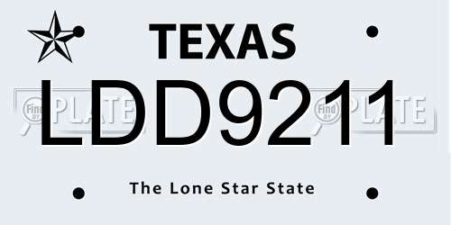 LDD9211 Texas License Plate