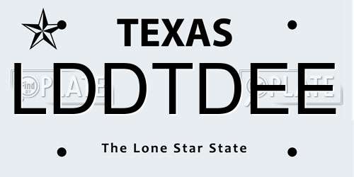 LDDTDEE Texas License Plate