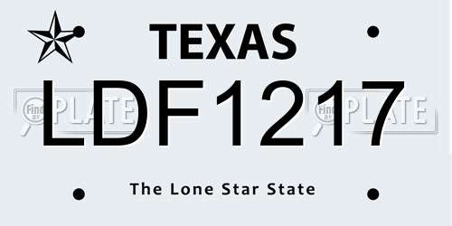 LDF1217 Texas License Plate