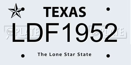 LDF1952 Texas License Plate