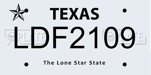 LDF2109 Texas License Plate