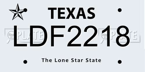 LDF2218 Texas License Plate