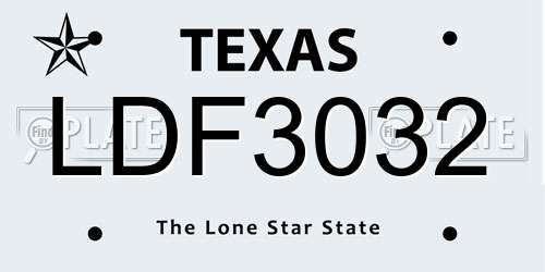 LDF3032 Texas License Plate