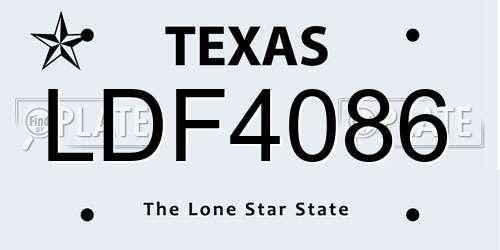LDF4086 Texas License Plate