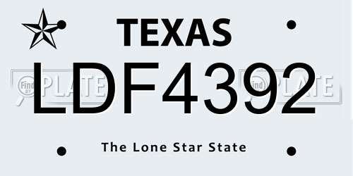 LDF4392 Texas License Plate
