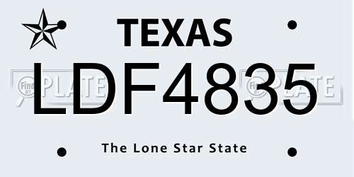 LDF4835 Texas License Plate