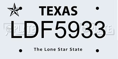 LDF5933 Texas License Plate