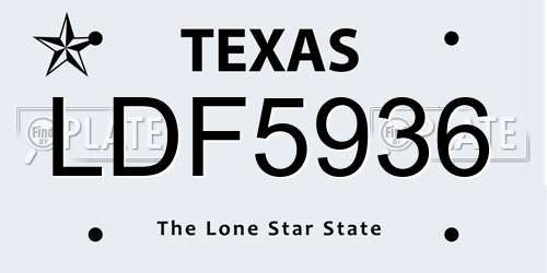LDF5936 Texas License Plate