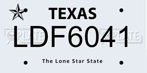 LDF6041 Texas License Plate