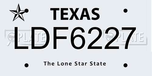 LDF6227 Texas License Plate