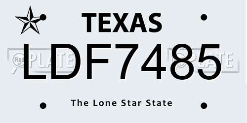 LDF7485 Texas License Plate