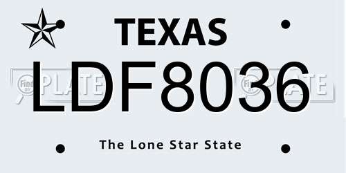 LDF8036 Texas License Plate