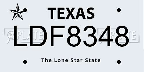 LDF8348 Texas License Plate