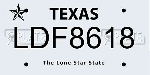 LDF8618 Texas License Plate