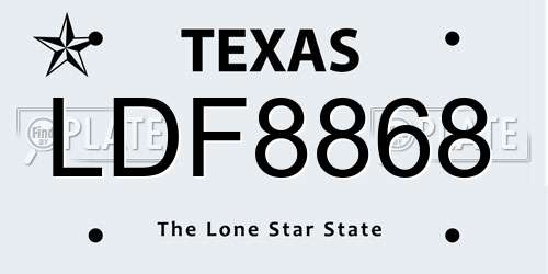 LDF8868 Texas License Plate