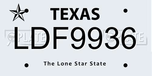 LDF9936 Texas License Plate