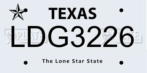 LDG3226 Texas License Plate