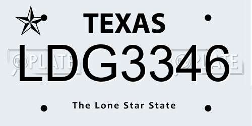 LDG3346 Texas License Plate