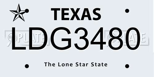 LDG3480 Texas License Plate