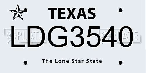 LDG3540 Texas License Plate