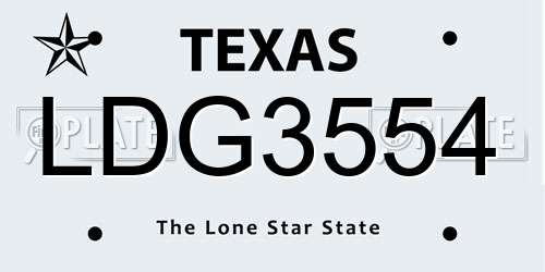 LDG3554 Texas License Plate