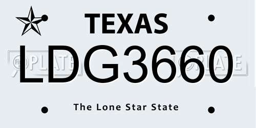 LDG3660 Texas License Plate