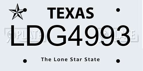 LDG4993 Texas License Plate